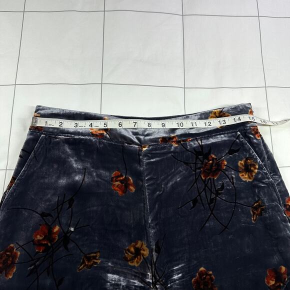 Anthropologie Ett Twa Pants Womens Small Gray Jesse Velvet Floral Wide Leg Party - Picture 7 of 12